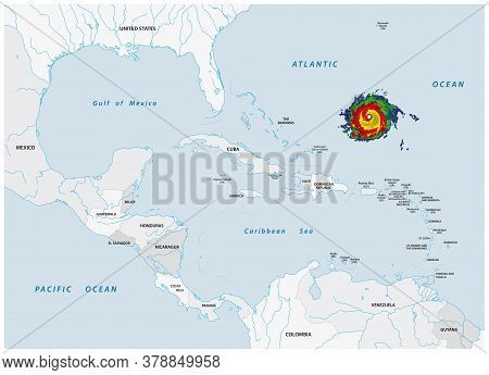 Schematic Vector Map Of A Fictional Hurricane In North And Central America