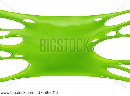 Green Sticky Slime Banner. Realistic Slime Isolated Object. Halloween Party Spooky Design Element. V
