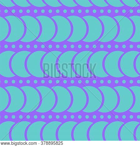Seamless Blue Background. A Pattern Of Circles And Crescents. The Horizontal Pattern. Delicate Paste