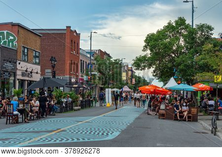 Montreal, Ca - 30 July 2020: Voies Actives Securitaires (safe Active Transportation Circuit) On Mont