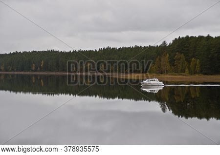 A Boat On A Lake In The City Of Kuhmo, Finland.