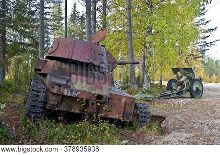 Wreckage Of A Tank From The Winter War Near Suomussalmi, Finland.