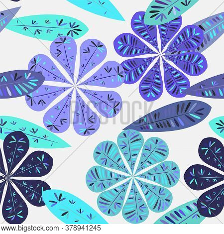 Modern Template With Seamless Floral Pattern. Botanical Seamless Pattern.  Spring Decoration. Vector