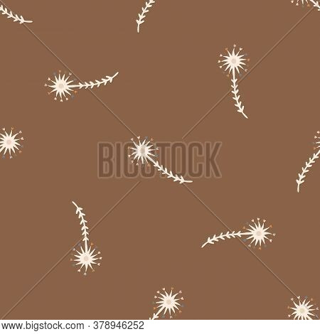 Seamless Background Gender Neutral Baby Dandelion Seed Pattern. Simple Whimsical Minimal Earthy 2 To