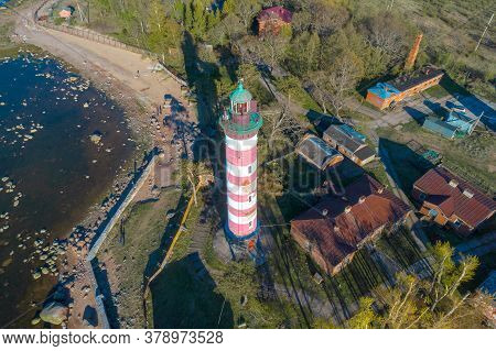 Above The Shepelevskiy Lighthouse On A Sunny May Day (aerial Photography). Leningrad Region, Russia