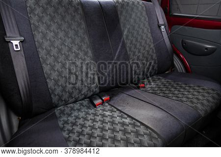 Novosibirsk/ Russia - July 27 2020: Daewoo Matiz, Rear Passenger Seats In Modern  Car, Frontal View