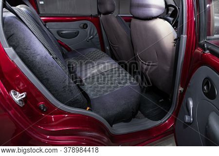 Novosibirsk/ Russia - July 27 2020: Daewoo Matiz, Interior Design, Car Passenger And Driver Seats Wi