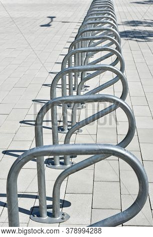 Meatal Bicycle Storage On The Street Outdoor Day