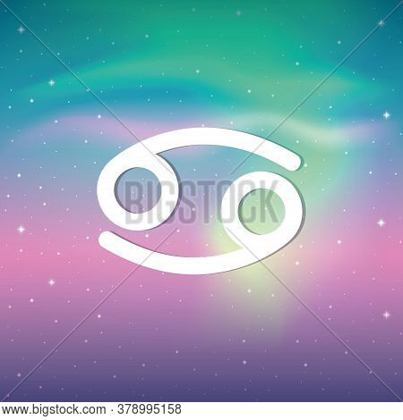 Zodiac Sign Cancer Horoscope In Colorful Starry Sky Vector Illustration Eps10