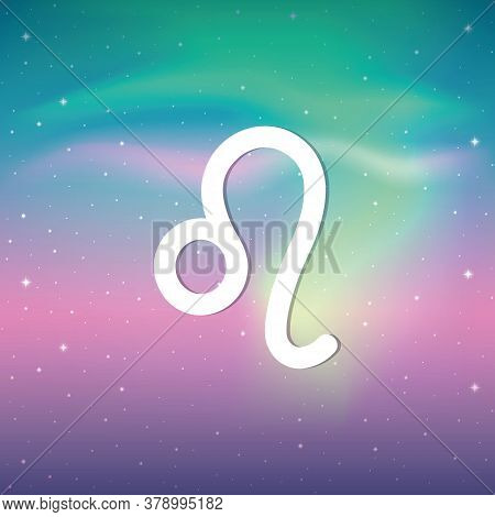 Zodiac Sign Lion Horoscope In Colorful Starry Sky Vector Illustration Eps10