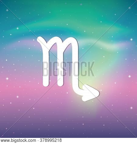 Zodiac Sign Scorpion Horoscope In Colorful Starry Sky Vector Illustration Eps10