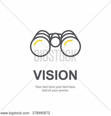 Vision icon vector symbol. Discovery look in binocular conceptual line style pictogram in flat style. View and search outline illustration with black sign of business idea finding. Planning concept. H20