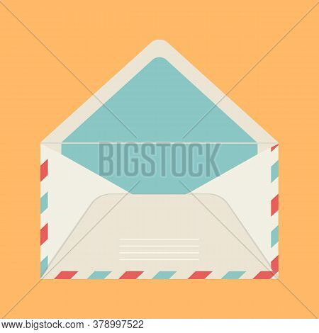 Vector Greeting Card And Beige Color Mail Envelope On Yellow Isolated Background. For Letters, Valen