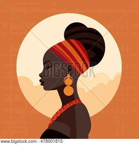 Black Woman In Traditional Costume Icon Avatar. African Woman Design. Vector Stock