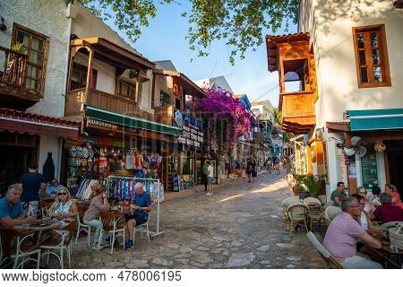 Kas, Turkey - June 7, 2023 : People On Old Street In The Kas Town. Kas Town Is Populer Tourist Attra