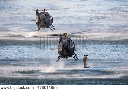 Szolnok, Hungary - August 17, 2022: Hungarian Air Force Airbus Helicopters H145m Military Utility He