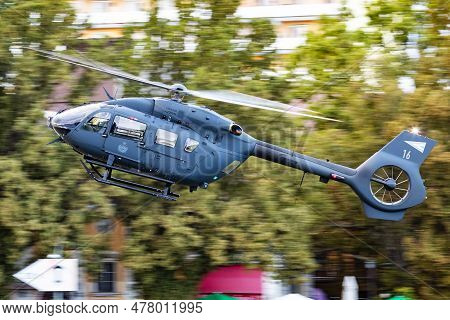 Szolnok, Hungary - August 20, 2021: Hungarian Airbus Helicopters H145m Military Transport Helicopter