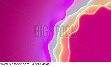 Colorful Bright Rainbow Agleam Gentle Shapes On Pink Bg - Abstract 3d Rendering
