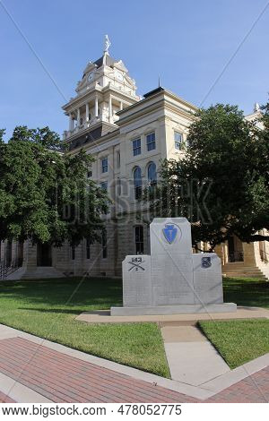 Belton, Tx - June 7, 2023: Historic Bell County Courthouse Located In Downtown Belton Tx