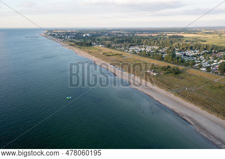 Dahme, Germany - July 31, 2021: Aerial Drone View Of Dahme Beach In Schleswig-holstein.