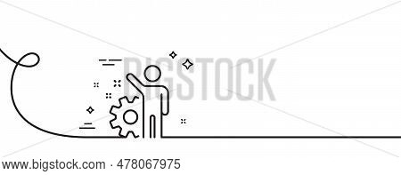 Employee Line Icon. Continuous One Line With Curl. Business Management Sign. Work Or Gear Symbol. Em
