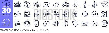 Block Diagram, Transform And Talk Bubble Line Icons Pack. Sale Megaphone, Smartphone Clean, Milk Web