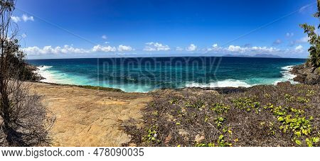 Panoramic View A Volcanic Cosat In The Seychelles