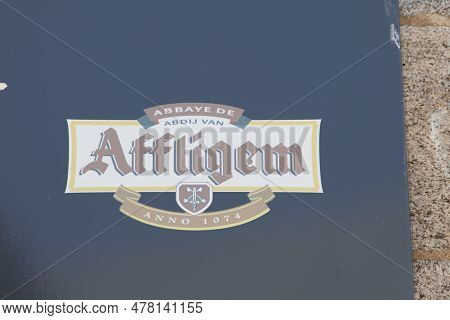 Lyon,  France - 06 16 2023 : Affligem Sign Brand And Text Logo Restaurant Belgian Beer On Wall Facad