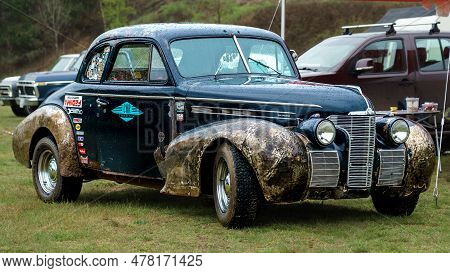 Finowfurt, Germany - May 06, 2023: The Full-size Car Oldsmobile 66 Special Business Coupe, 1939. Rac