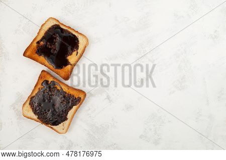 Hot Toast For Breakfast. Roasted Aussie Savory Toasts With Vegemite. Vegemite Is A Very Popular Yeas