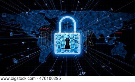 Visionary Cyber Security Encryption Technology To Protect Data Privacy . 3d Rendering Computer Graph