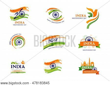 India Independence Day, Banner, Poster And Greeting Card. 76 Year Anniversary Independence Day Logo
