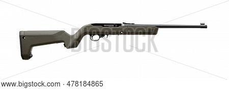 Modern Semi-automatic Small-caliber .22lr Rifle. Sports Folding Carabiner. Isolate On A White Backgr