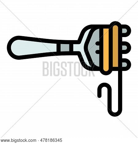 Fork Pasta Icon Outline Vector. Spaghetti Noodle. Italian Food Color Flat