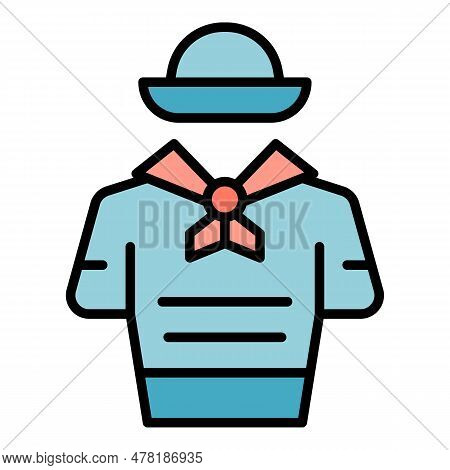 Gondolier Clothes Icon Outline Vector. Gondola Boat. Italy Venice Color Flat