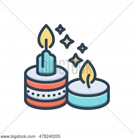 Color Illustration Icon For Candles Candlestick Wax Skyer Bougie Flame Burn Scented