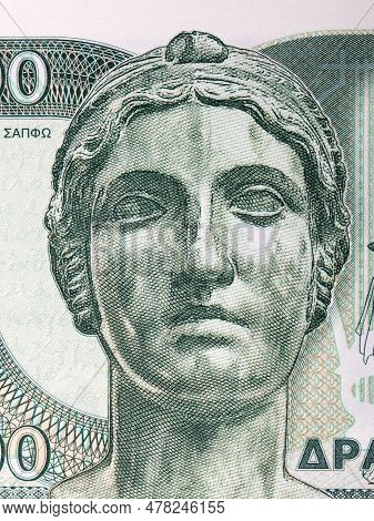 Sappho A Portrait From Greek Money - Drachma