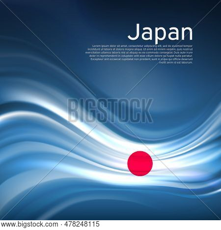 Japan Flag Background. Abstract Japanese Flag In The Blue Sky.  National Holiday Card Design. State 