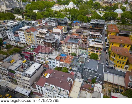 Historic Commercial Buildings On Akbiyik Caddesi Street In Sultanahmet In Historic City Of Istanbul,