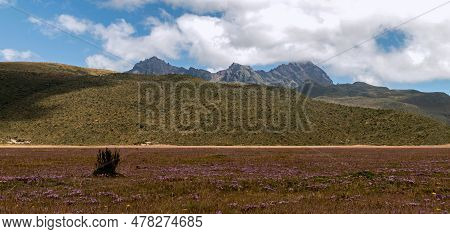 Rumiñahui Volcano. A Rocky Volcano That Only Preserves A Small Portion Of Its Original Size, With Be