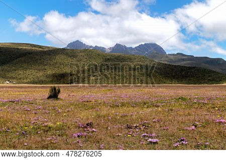 Rumiñahui Volcano. A Rocky Volcano That Only Preserves A Small Portion Of Its Original Size, With Be