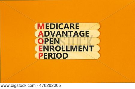 Maoep Symbol. Concept Words Maoep Medicare Advantage Open Enrollment Period On Wooden Stick. Beautif