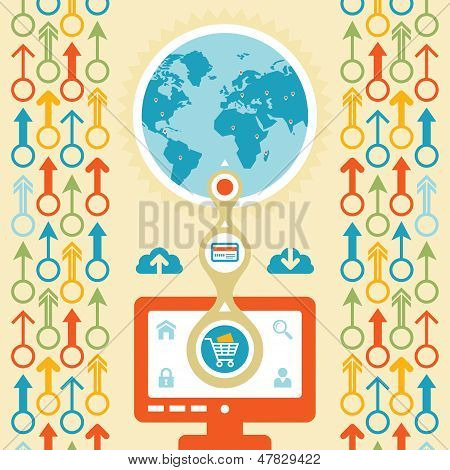 Infographic koncepció - Internet - internetes vásárlás