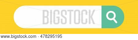 Isolated Green Search Box On Yellow Background. Web Search Bar. Internet Search Advertising Material