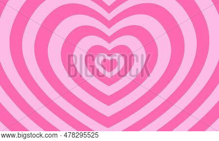 Repeating Pink Hearts Background In Trendy Girly 2000s Design. Romantic Psychedelic Pattern In Y2k S