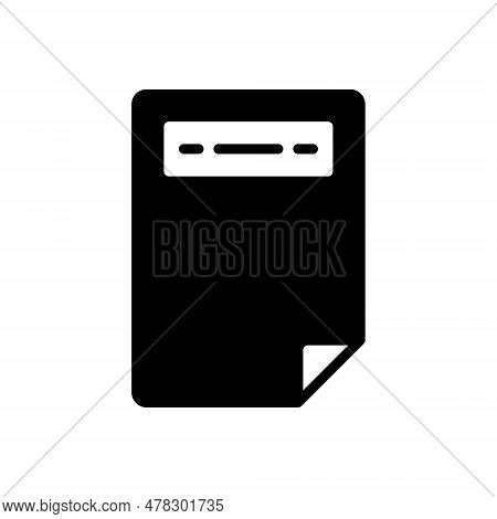 Black Solid Icon For Headers Information Refers Data Article Document Editorial Frontpage Title Head