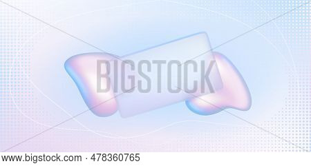 Glass Morphism Abstract Pastel Gradient Background. Transparent Card Frame With Blur Purple Fluid Bu