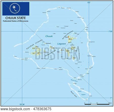 Vector Map Of Chuuk State, Federated States Of Micronesia