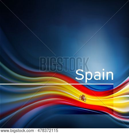 Spain Flag Background. Abstract Spanish Flag In The Blue Sky. National Holiday Card Design. Business