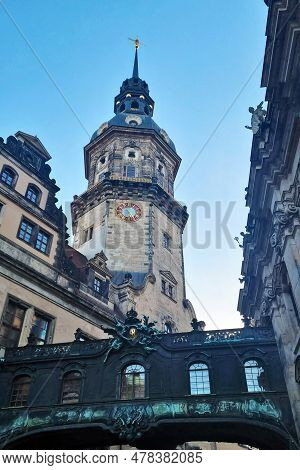 Dresden, Germany, March 16, 2023 Historical Building Of Hausmannsturm